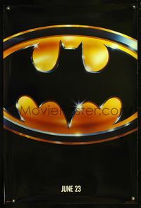 9m087 BATMAN glossy teaser 1sh '89 Michael Keaton, Jack Nicholson, directed by Tim Burton!