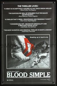 9m108 BLOOD SIMPLE 1sh '85 Joel & Ethan Coen, Frances McDormand, cool film noir gun image!