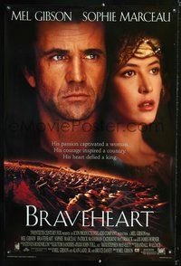 9m117 BRAVEHEART DS int'l style C 1sh '95 Mel Gibson, Sophie Marceau, different image!