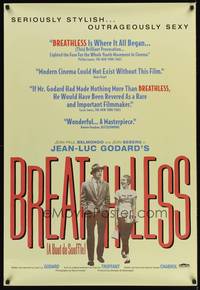 9m119 BREATHLESS 1sh R90s Jean-Luc Godard's A Bout de Souffle, Jean Seberg, Jean-Paul Belmondo