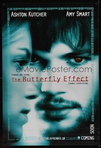 9m131 BUTTERFLY EFFECT advance DS 1sh '04 Ashton Kutcher & Amy Smart in sci-fi thriller!