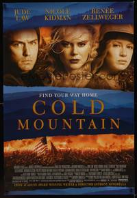 9m146 COLD MOUNTAIN DS 1sh '03 Jude Law, Nicole Kidman, Renee Zellweger, U.S. Civil War!