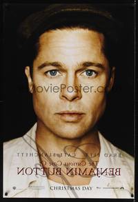9m157 CURIOUS CASE OF BENJAMIN BUTTON teaser DS 1sh '08 cool portrait of handsome Brad Pitt!