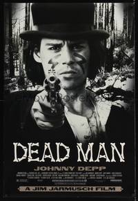 9m169 DEAD MAN DS 1sh '96 great image of Johnny Depp pointing gun, Jim Jarmusch weird western!
