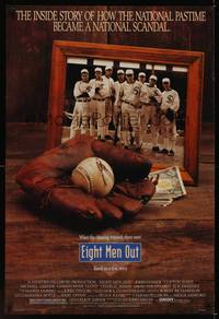 9m189 EIGHT MEN OUT 1sh '88 John Sayles, John Cusack, Chicago Black Sox, baseball!