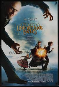 9m357 LEMONY SNICKET'S A SERIES OF UNFORTUNATE EVENTS advance DS 1sh '04 creepy Jim Carrey!