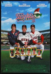 9m383 MAJOR LEAGUE 2 1sh '94 Charlie Sheen, Tom Berenger, baseball!