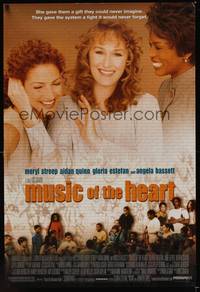 9m418 MUSIC OF THE HEART DS 1sh '99 Wes Craven, Meryl Streep, Gloria Estefan & Angela Bassett!