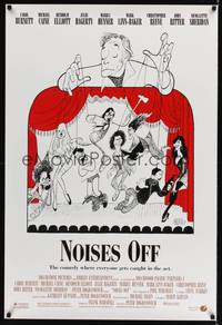 9m433 NOISES OFF DS 1sh '92 great wacky Al Hirschfeld art of cast as puppets!