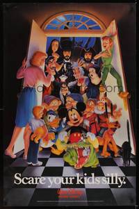 9m480 SCARE YOUR KIDS SILLY video 1sh '84 great art of many classic Walt Disney characters!