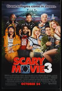 9m481 SCARY MOVIE 3 advance DS 1sh '03 wacky image of Anna Faris, Leslie Nielson, Charlie Sheen!