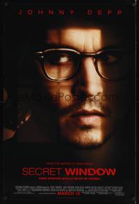 9m484 SECRET WINDOW advance DS 1sh '04 cool portrait image of brooding Johhny Depp!