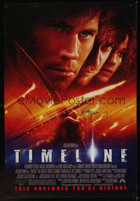 9m046 TIMELINE advance DS signed 1sh '03 by Billy Connelly, Paul Walker, Gerard Butler & McDonough!
