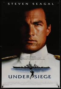 9m571 UNDER SIEGE DS 1sh '92 super close portrait of Navy SEAL Steven Segal!