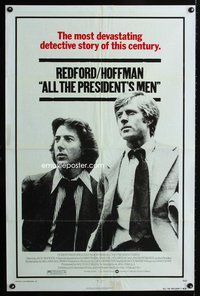 9p030 ALL THE PRESIDENT'S MEN 1sh '76 Dustin Hoffman & Robert Redford as Woodward & Bernstein!