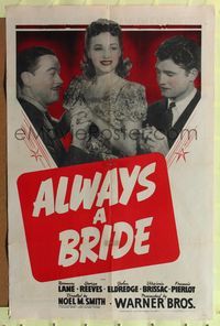 9p032 ALWAYS A BRIDE 1sh '40 great romantic close up of Rosemary Lane & George Reeves!
