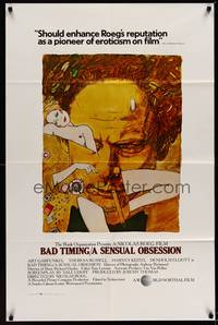 9p061 BAD TIMING 1sh '80 Nicholas Roeg, cool art of Art Garfunkel & sexy Theresa Russell!