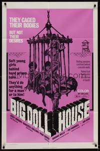 9p081 BIG DOLL HOUSE 1sh '71 artwork of Pam Grier whose body was caged, but not her desires!
