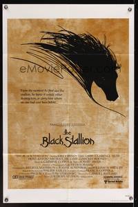 9p091 BLACK STALLION style A 1sh '79 Carroll Ballard, cool artwork of horse's mane!
