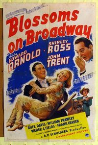 9p097 BLOSSOMS ON BROADWAY style A 1sh '37 Edward Arnold, Shirley Ross, John Trent, musical!
