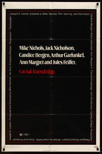 9p139 CARNAL KNOWLEDGE 1sh '71 Jack Nicholson, Candice Bergen, Art Garfunkel, Ann-Margret!