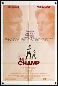 9p147 CHAMP 1sh '79 great image of Jon Voight boxing with little boy, Faye Dunaway!