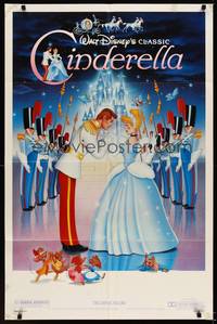 9p152 CINDERELLA 1sh R87 Walt Disney classic romantic musical fantasy cartoon, great art!