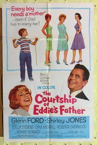 9p176 COURTSHIP OF EDDIE'S FATHER 1sh '63 Ron Howard helps Glenn Ford choose his new mother!