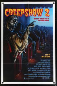 9p177 CREEPSHOW 2 1sh '87 Tom Savini, great Winters artwork of skeleton guy in theater!