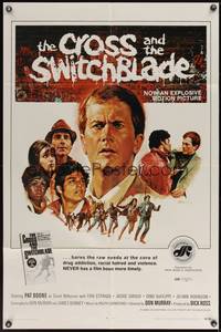 9p179 CROSS & THE SWITCHBLADE 1sh '70 artwork of Pat Boone, young Erik Estrada!