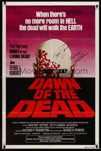 9p188 DAWN OF THE DEAD signed 1sh '79 by George A. Romero & Tom Savini, cool artwork!