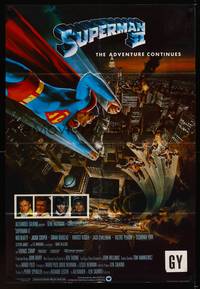 9p836 SUPERMAN II English 1sh '81 Christopher Reeve, Terence Stamp, great art over New York City!