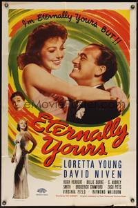 9p224 ETERNALLY YOURS 1sh R40s Loretta Young & David Niven want old fashioned love!