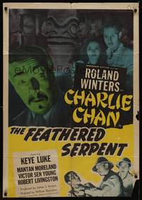 9p232 FEATHERED SERPENT 1sh '48 Roland Winters as Charlie Chan, Keye Luke!