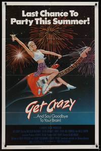 9p292 GET CRAZY 1sh '83 great MacLeod art of sexy girl riding flying guitar!