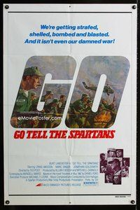 9p299 GO TELL THE SPARTANS 1sh '78 cool art of Burt Lancaster in Vietnam War!
