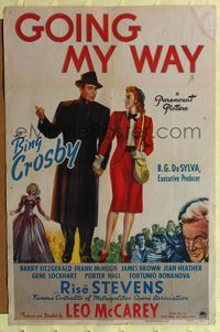 9p300 GOING MY WAY style A 1sh '44 Bing Crosby & Barry Fitzgerald in Leo McCarey's classic!