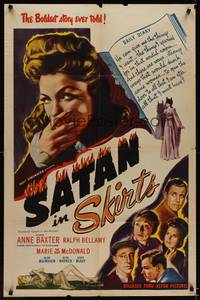 9p314 GUEST IN THE HOUSE 1sh R50s close-up of mentally ill Anne Baxter, Satan in Skirts!