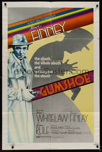 9p316 GUMSHOE 1sh '72 Stephen Frears directed, cool film noir artwork of Albert Finney!