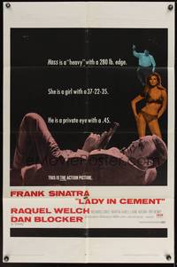9p397 LADY IN CEMENT 1sh '68 detective Frank Sinatra & sexy Raquel Welch!