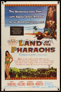 9p400 LAND OF THE PHARAOHS 1sh R59 sexy Egyptian Joan Collins wearing bikini by pyramids, Hawks