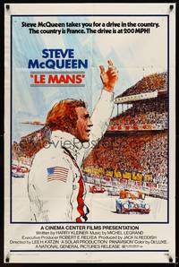 9p413 LE MANS 1sh '71 cool art of race car driver Steve McQueen waving at fans!