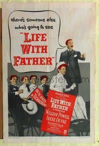 9p422 LIFE WITH FATHER 1sh '47 cool image of William Powell & Irene Dunne!