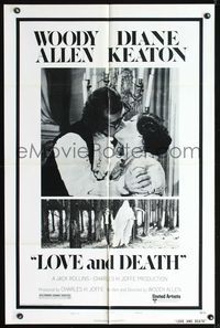 9p450 LOVE & DEATH style B 1sh '75 Woody Allen & Diane Keaton romantic kiss close up!
