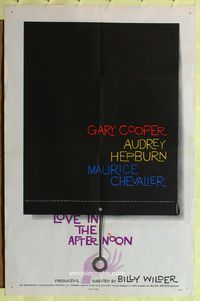 9p452 LOVE IN THE AFTERNOON 1sh '57 Billy Wilder, Gary Cooper, Audrey Hepburn!
