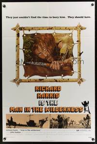 9p474 MAN IN THE WILDERNESS 1sh '71 they just couldn't find the time to bury Richard Harris!
