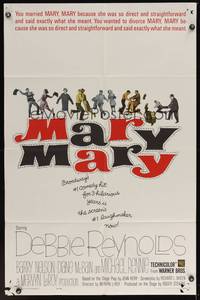 9p490 MARY MARY 1sh '63 Debbie Reynolds, Barry Nelson, Michael Rennie, musical comedy!