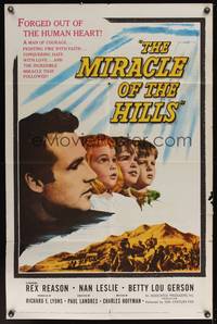 9p504 MIRACLE OF THE HILLS 1sh '59 Rex Reason was a man of courage fighting fire with faith!