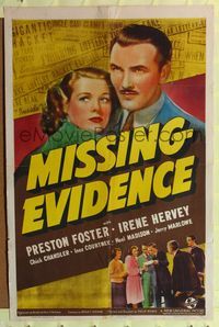 9p507 MISSING EVIDENCE 1sh '39 Preston Foster, Irene Harvey, Chick Chandler & Inez Courtney