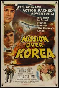 9p508 MISSION OVER KOREA 1sh '53 it's ack-ack action-packed, cool art of dogfight!